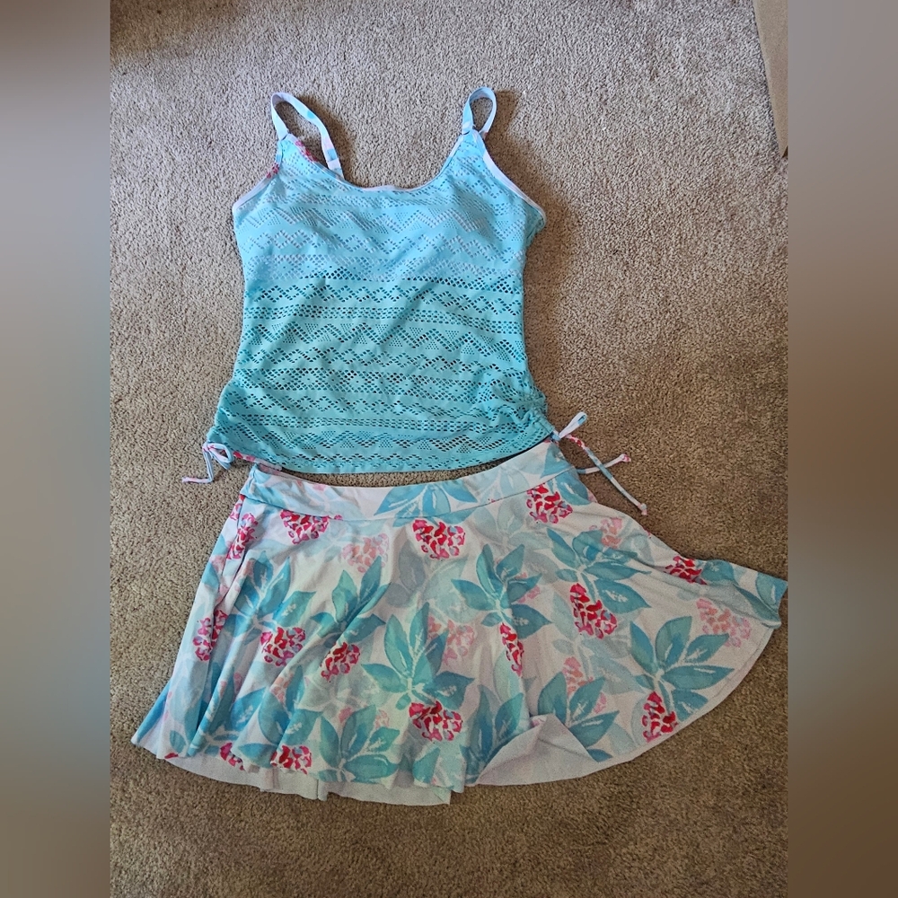 Shein tankini brand new with tags and security strip size XL aqua/white/pink